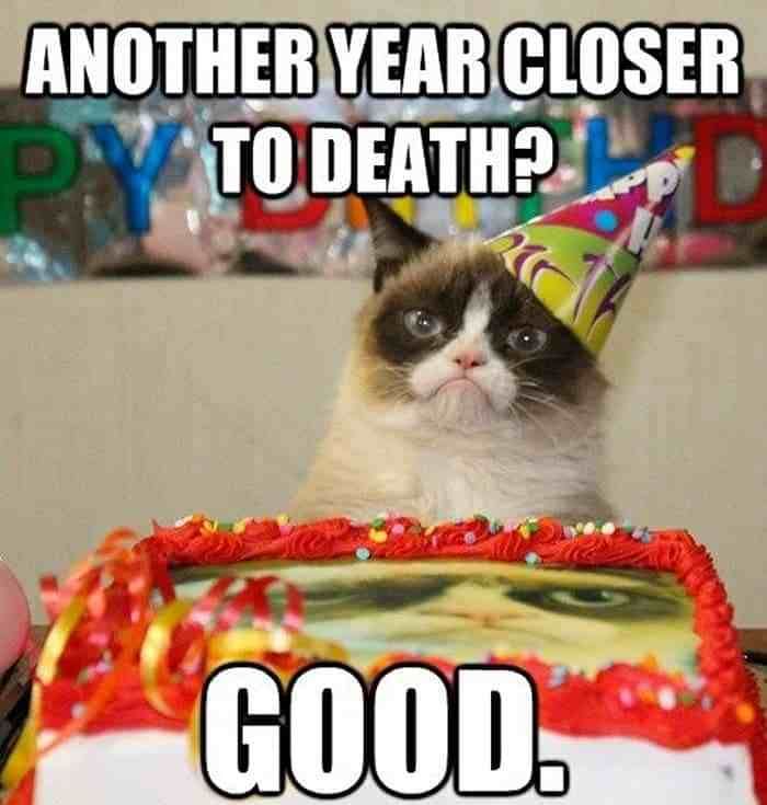 Another year closer to death? Good. funny birthday meme